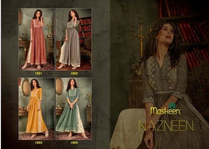 MAISHA NAZNEEN Latest Designer Fancy Festive Wear Pure Rayon With Print And Heavy Handwork Top And lakhNavi work Bottom Collection